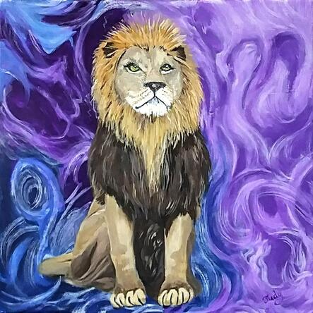 oil painting, painting, lion, prophetic art, Judy Goddard